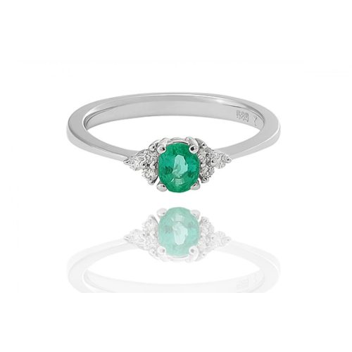 Moon Diamonds  - Smaragd köves fehér arany gyűrű 50-00000-1755F/58